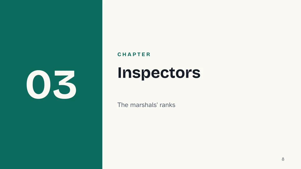 Slide 8 of the presentation on Carabinieri Ranks: Chapter 03: Inspectors