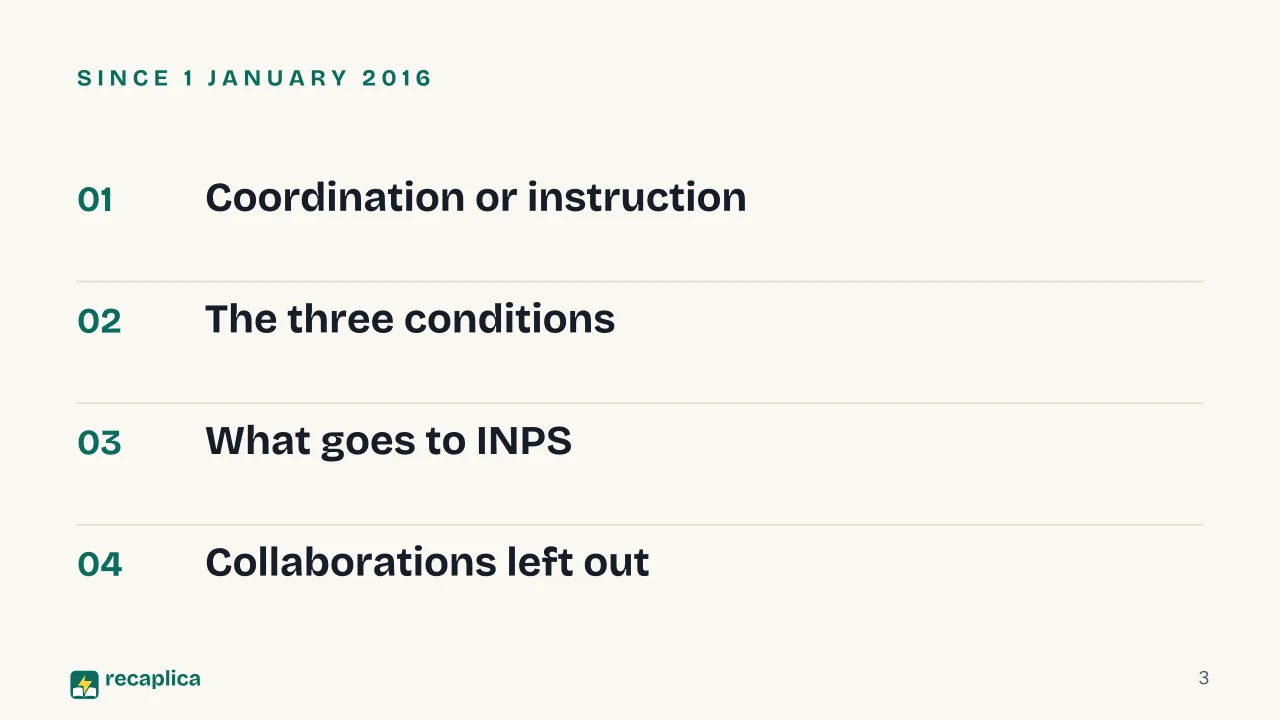 Slide 3 of the presentation on Co.co.co: Since 1 January 2016