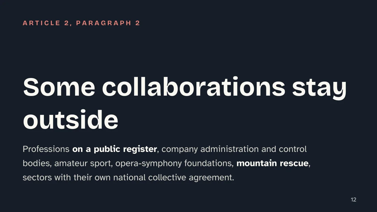 Slide 12 of the presentation on Co.co.co: Some collaborations stay outside