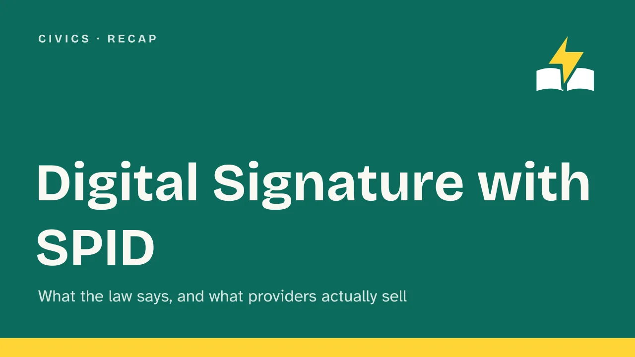 Slide 1 of the presentation on SPID Digital Signature: Digital Signature with SPID