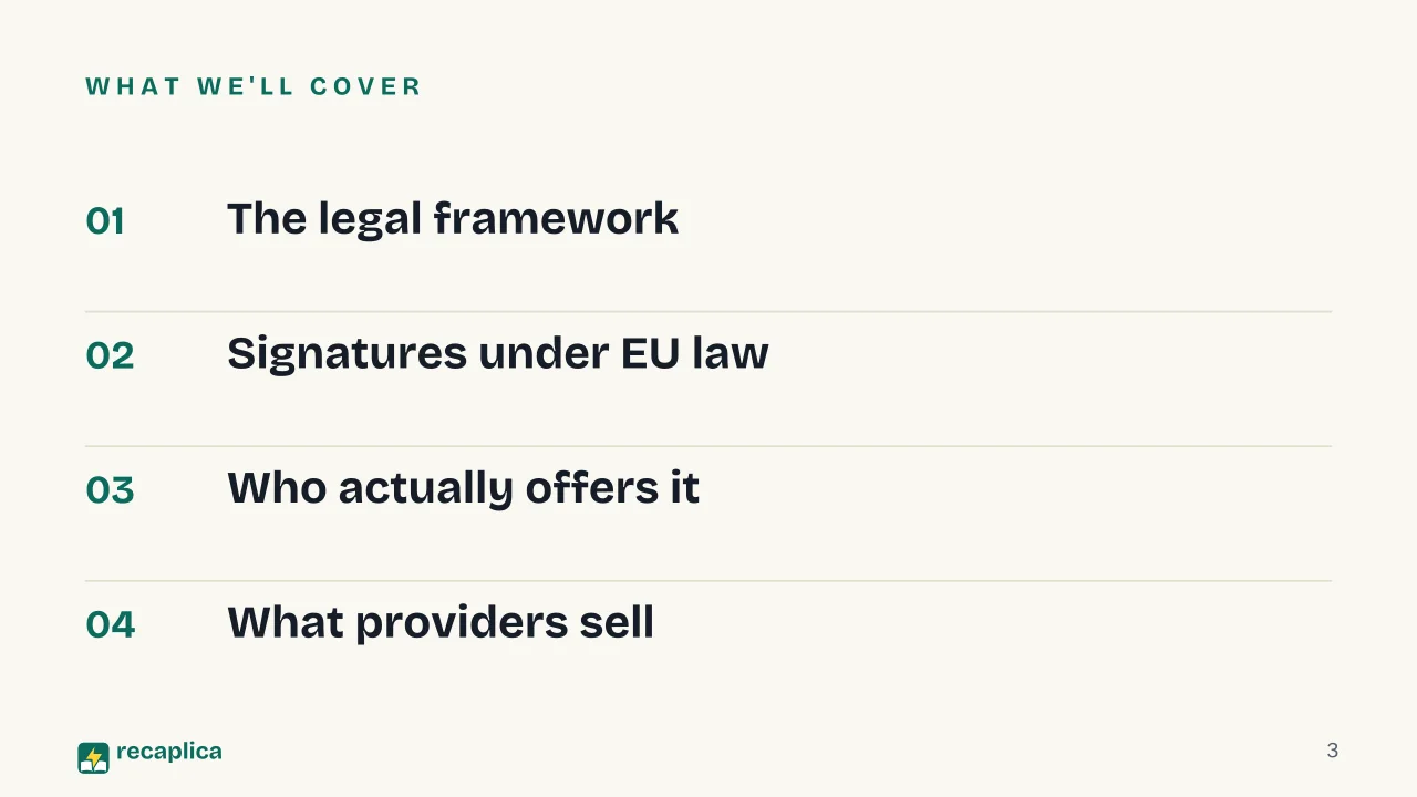 Slide 3 of the presentation on SPID Digital Signature: What we'll cover