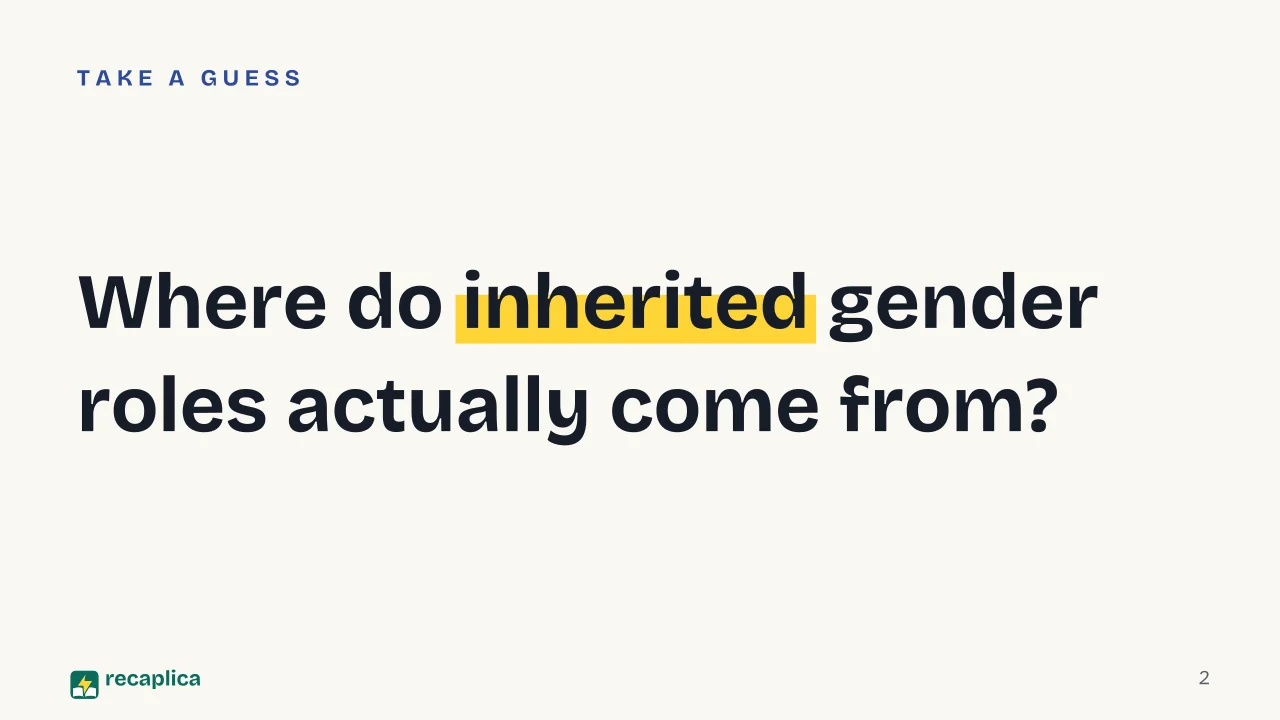 Slide 2 of the presentation on Gender Role Socialisation: Where do inherited gender roles actually come from?