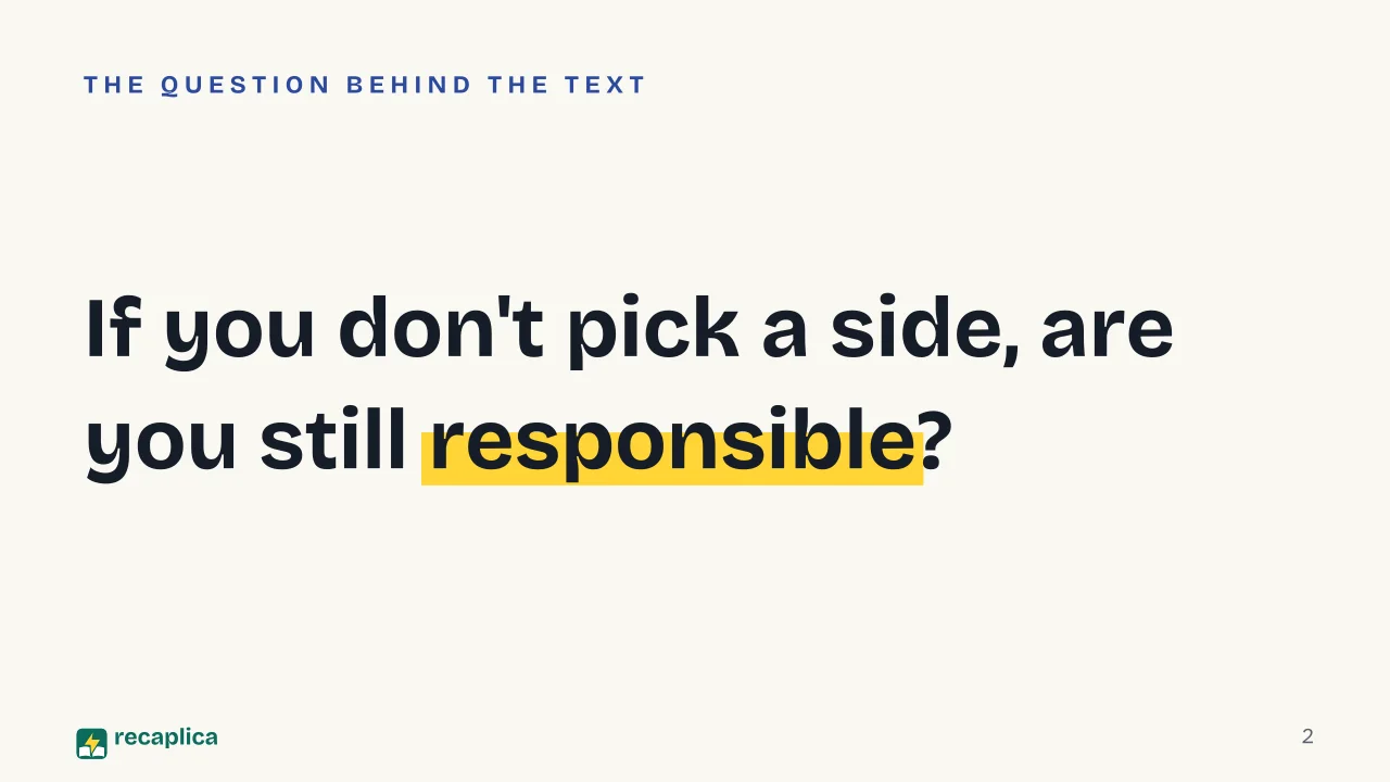Slide 2 of the presentation on I Hate the Indifferent: If you don't pick a side, are you still responsible?