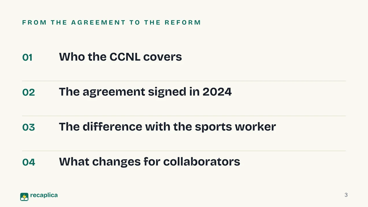 Slide 3 of the presentation on Gym and Sports Facility Collective Agreement in Italy: From the agreement to the reform
