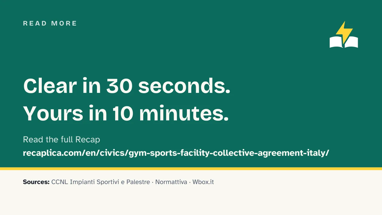 Slide 17 of the presentation on Gym and Sports Facility Collective Agreement in Italy: Read more