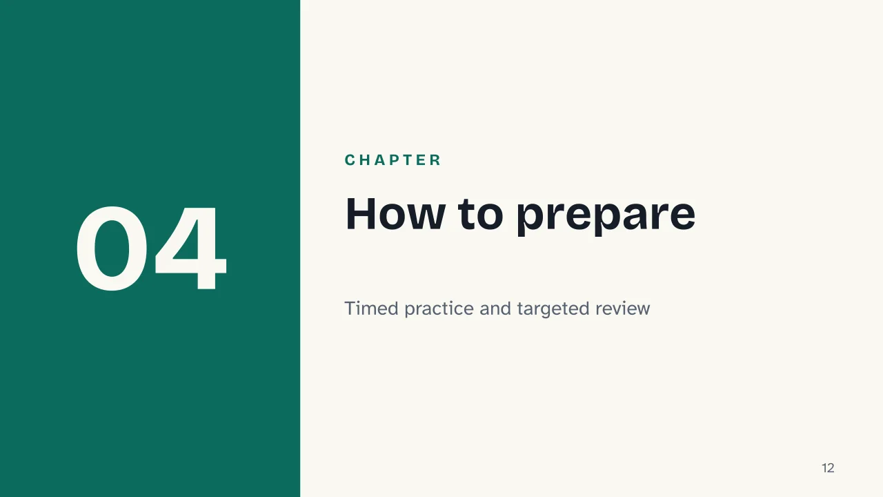 Slide 12 of the presentation on Italy's Health Professions Admission Test: Chapter 04: How to prepare