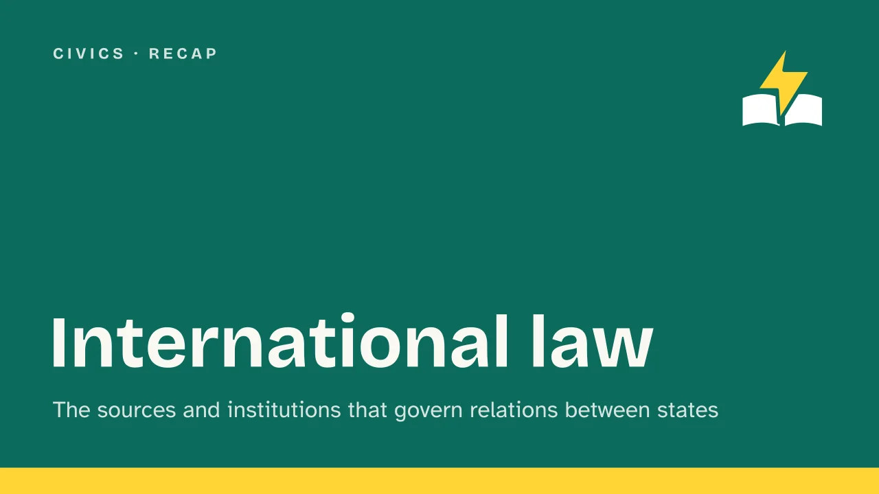 Slide 1 of the presentation on International Law: International law