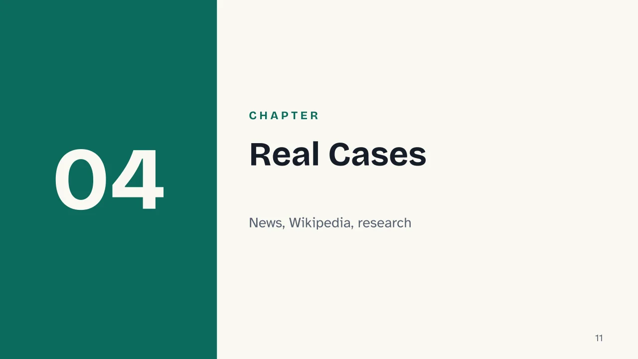 Slide 11 of the presentation on Media Literacy: Chapter 04: Real Cases