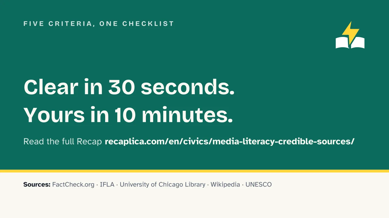 Slide 15 of the presentation on Media Literacy: Five criteria, one checklist