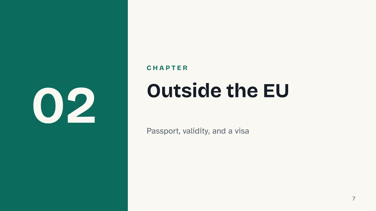 Slide 7 of the presentation on Passport Requirements for International Travel: Chapter 02: Outside the EU