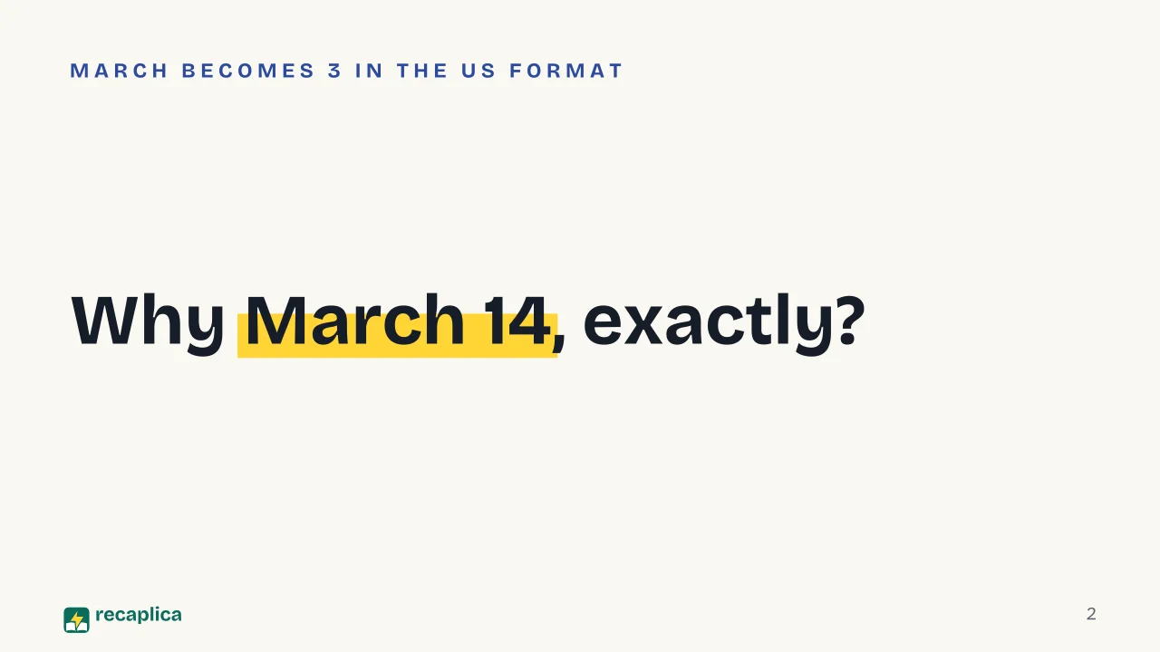 Slide 2 of the presentation on What Is Pi Day? Why It Falls on March 14: Why March 14, exactly?