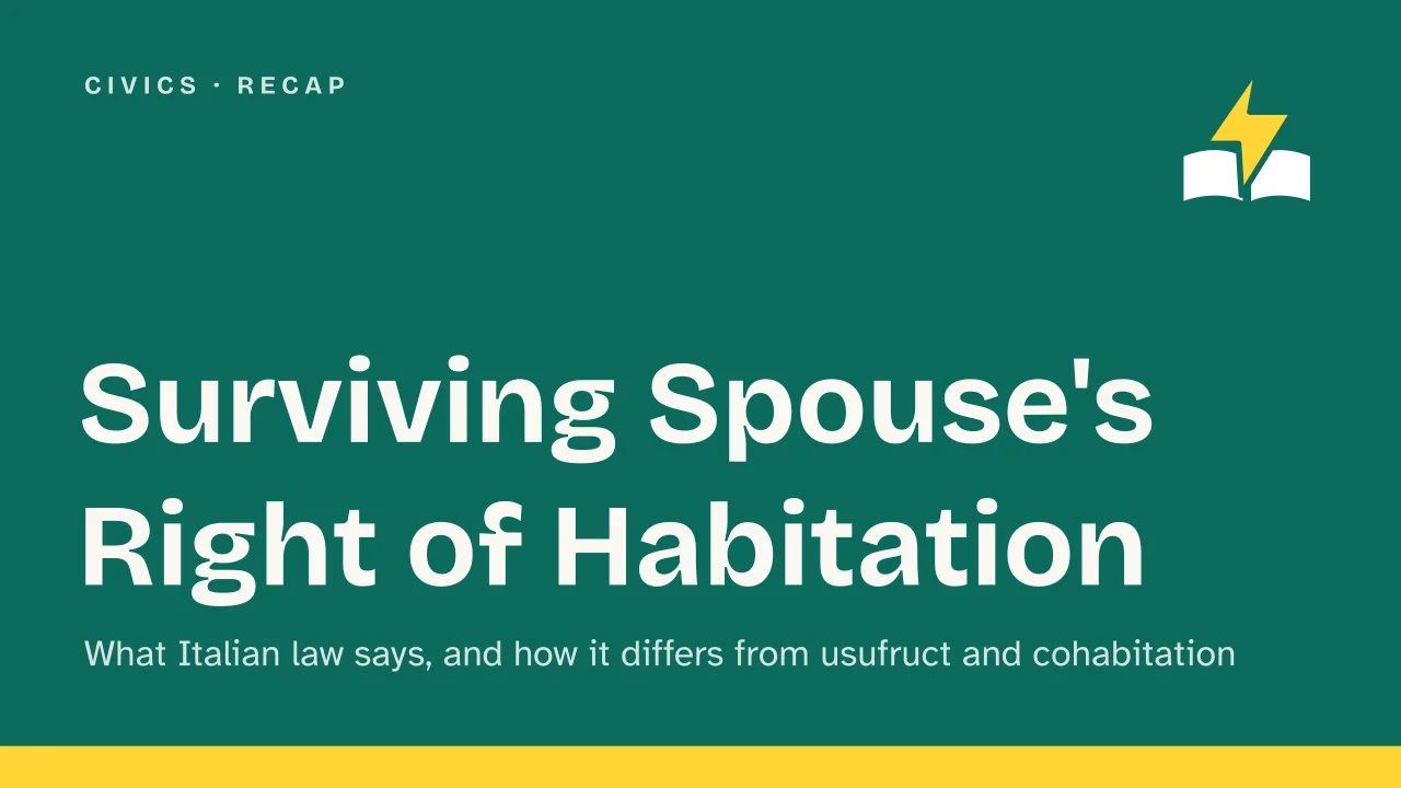 Slide 1 of the presentation on Surviving Spouse's Right of Habitation in Italy: Surviving Spouse's Right of Habitation