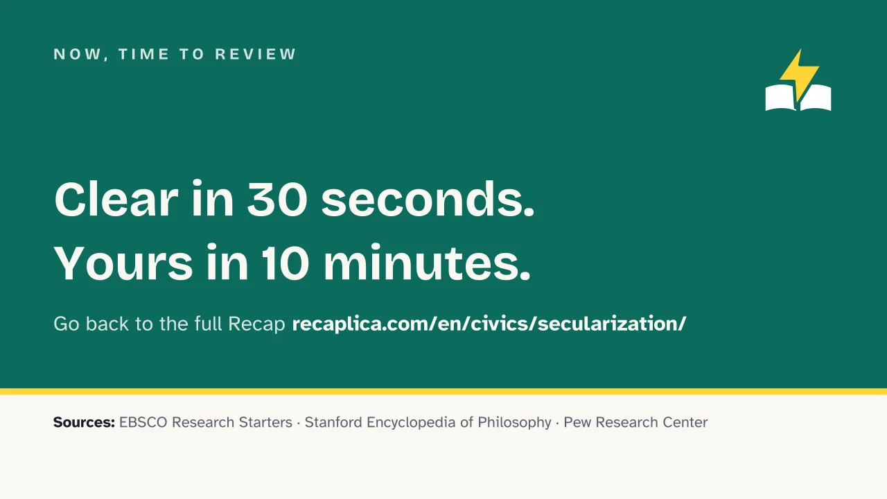 Slide 14 of the presentation on Secularization: Now, time to review