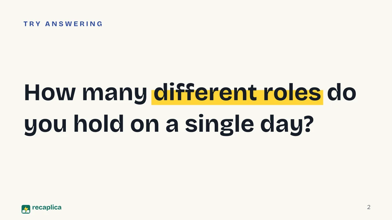 Slide 2 of the presentation on Social Status: How many different roles do you hold on a single day?