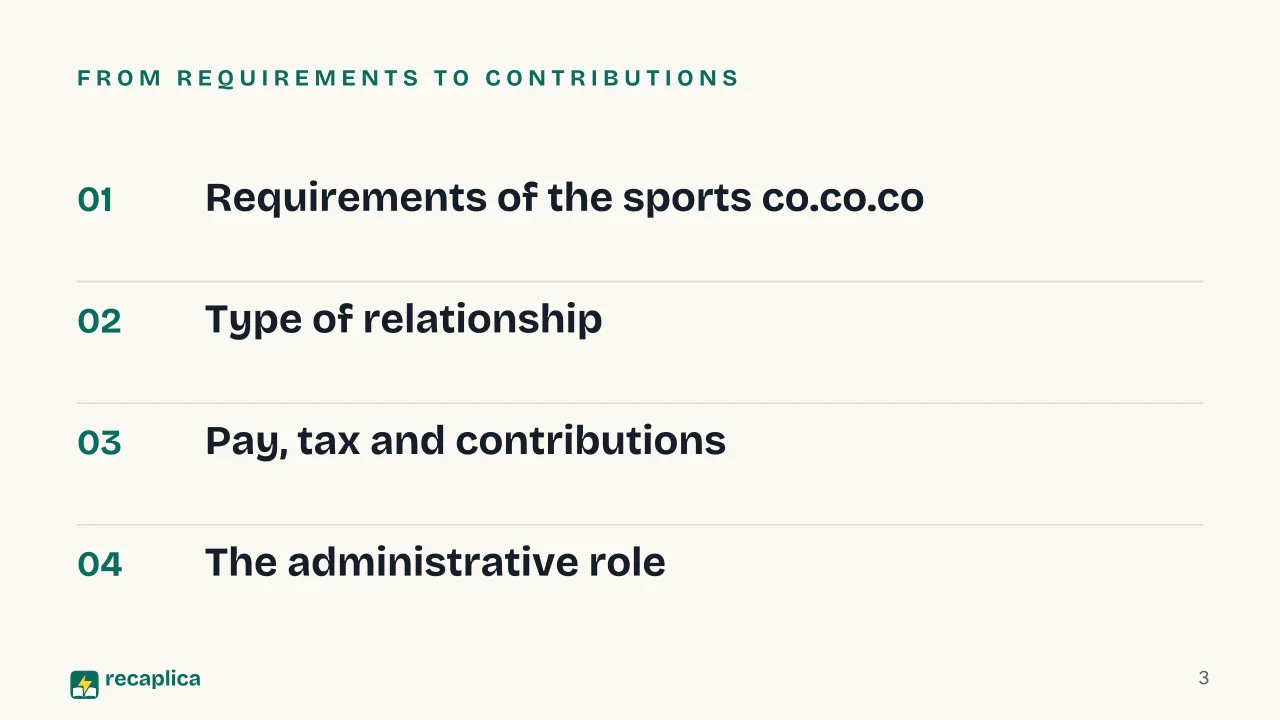 Slide 3 of the presentation on Sports Collaboration Contract in Italy: From requirements to contributions