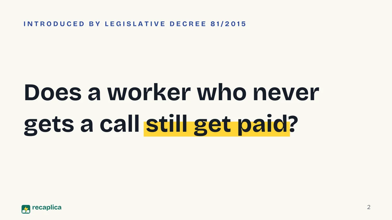 Slide 2 of the presentation on Zero-Hours Contract in Italy: Does a worker who never gets a call still get paid?