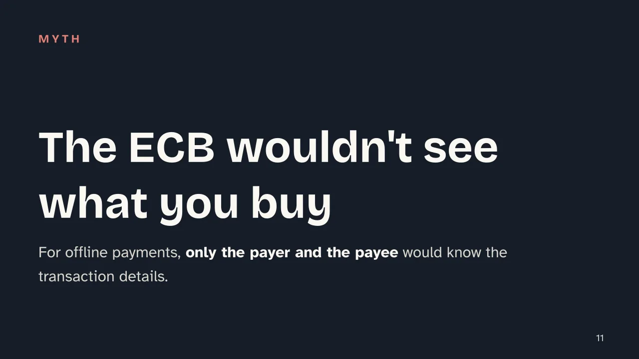 Slide 11 of the presentation on CBDC: The ECB wouldn't see what you buy