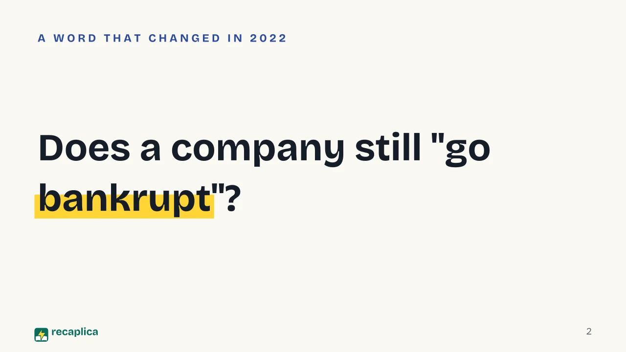 Slide 2 of the presentation on Company Liquidation: Does a company still "go bankrupt"?