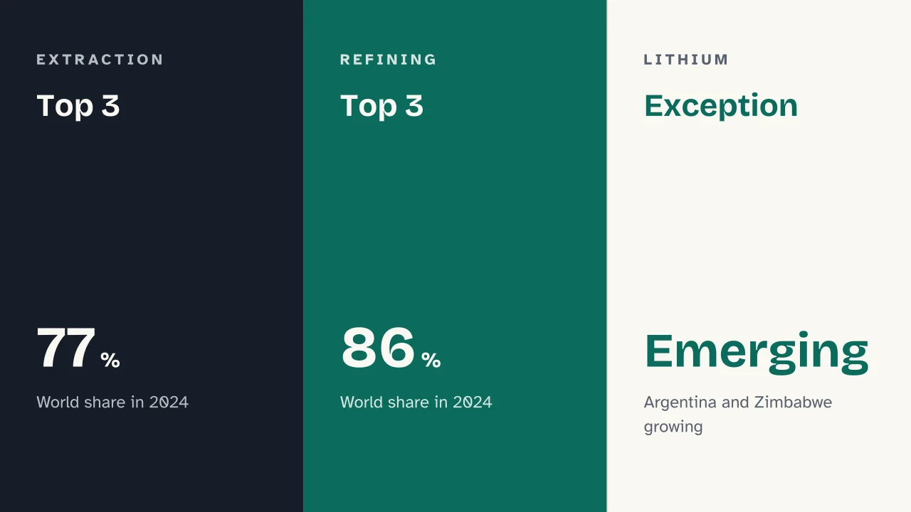 Slide 7 of the presentation on Critical Minerals: Top 3 · Top 3 · Exception