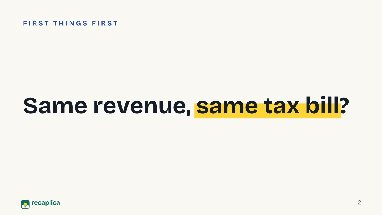 Slide 2 of the presentation on How Much Does Italy's Regime Forfettario Really Cost?: Same revenue, same tax bill?