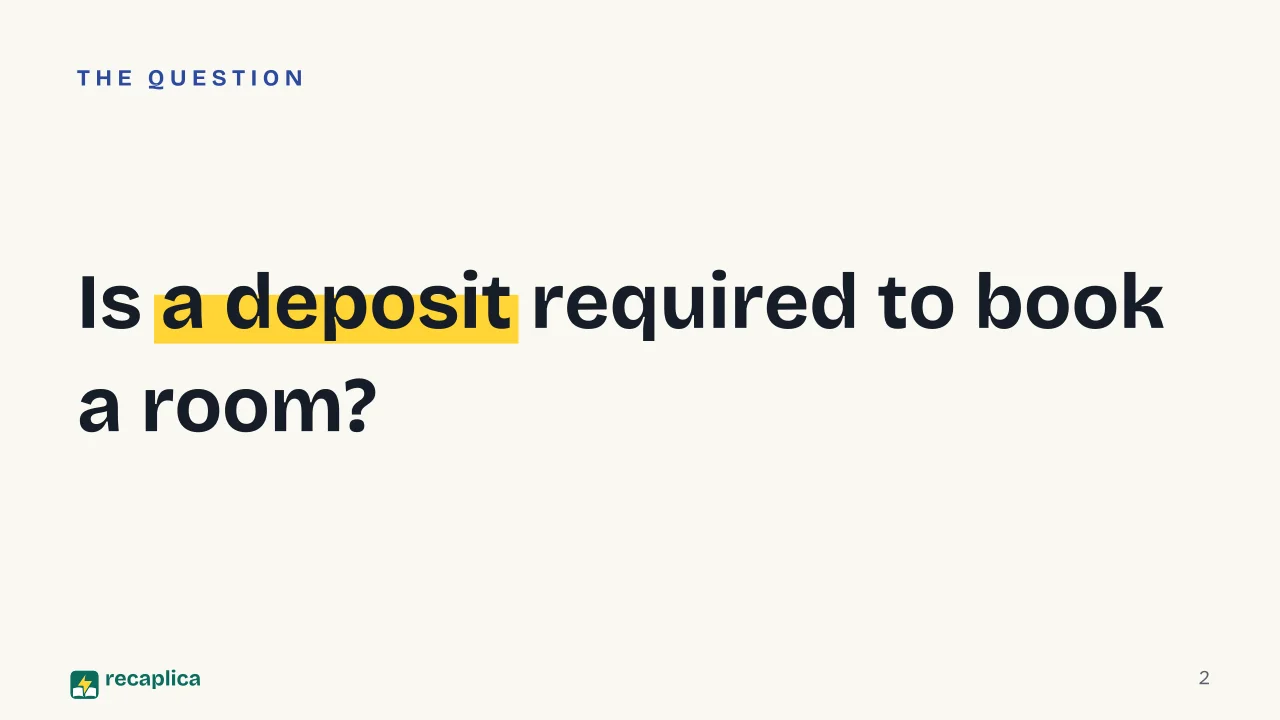 Slide 2 of the presentation on Hotel Reservation Explained: Is a deposit required to book a room?
