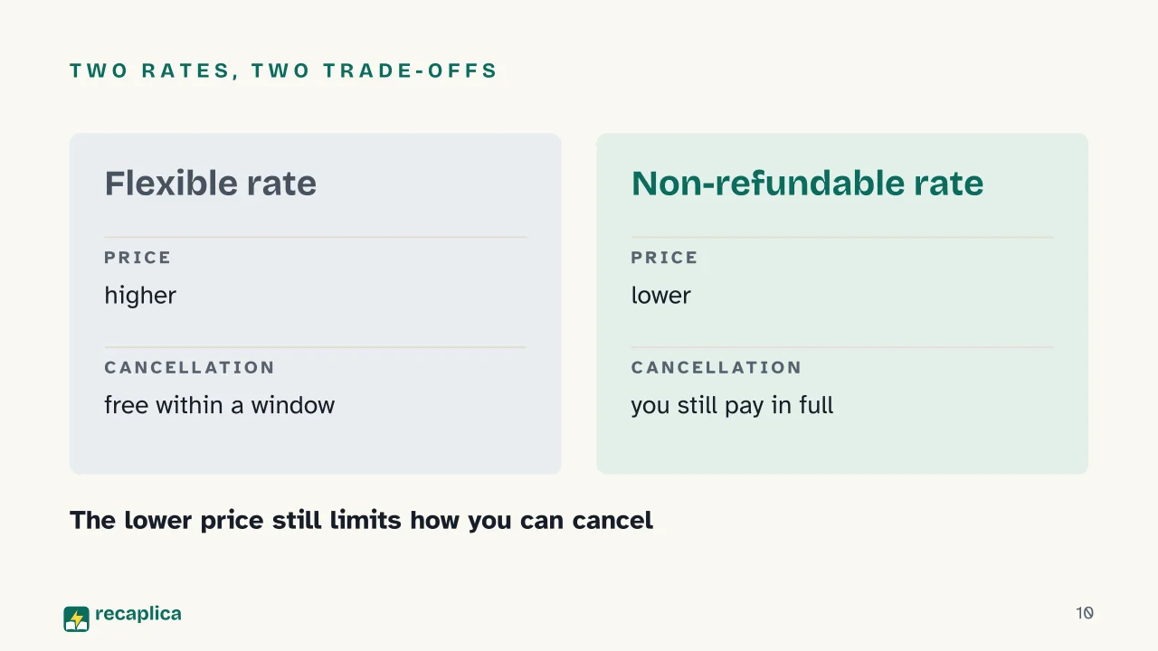 Slide 10 of the presentation on Hotel Reservation Explained: Two rates, two trade-offs