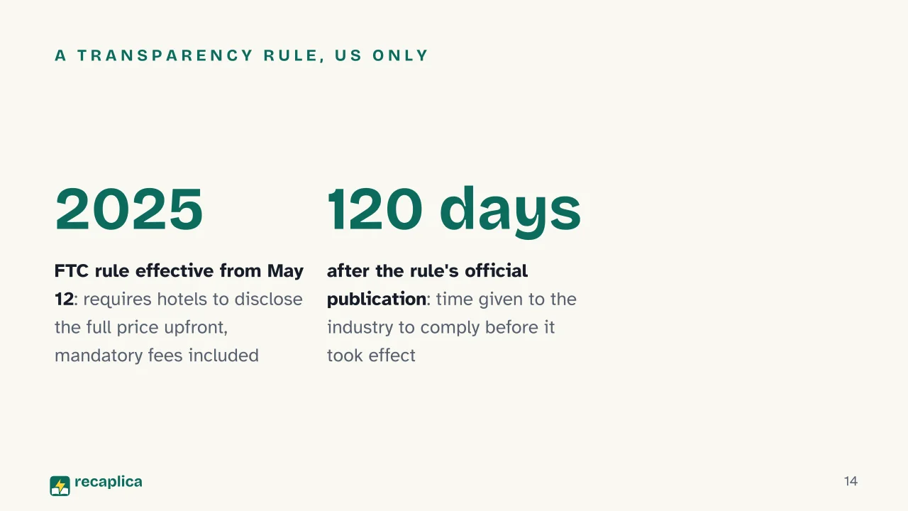 Slide 14 of the presentation on Hotel Reservation Explained: A transparency rule, US only