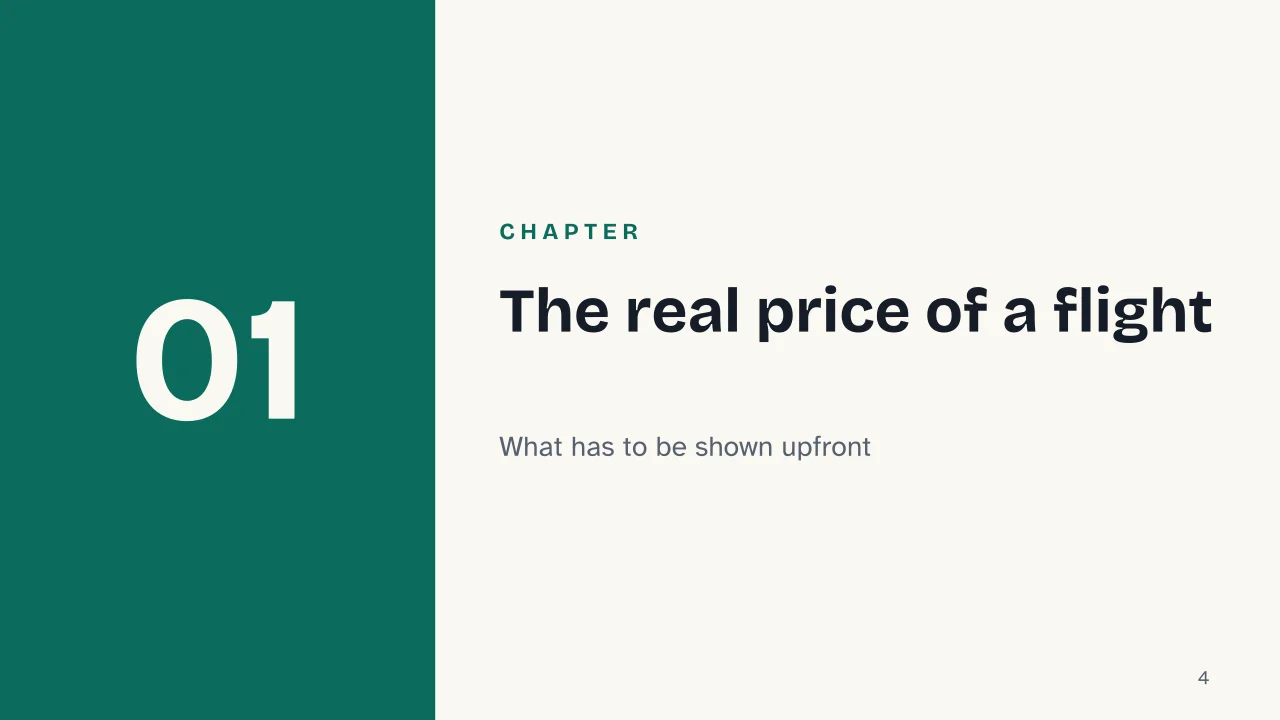 Slide 4 of the presentation on Cheap flights: Chapter 01: The real price of a flight