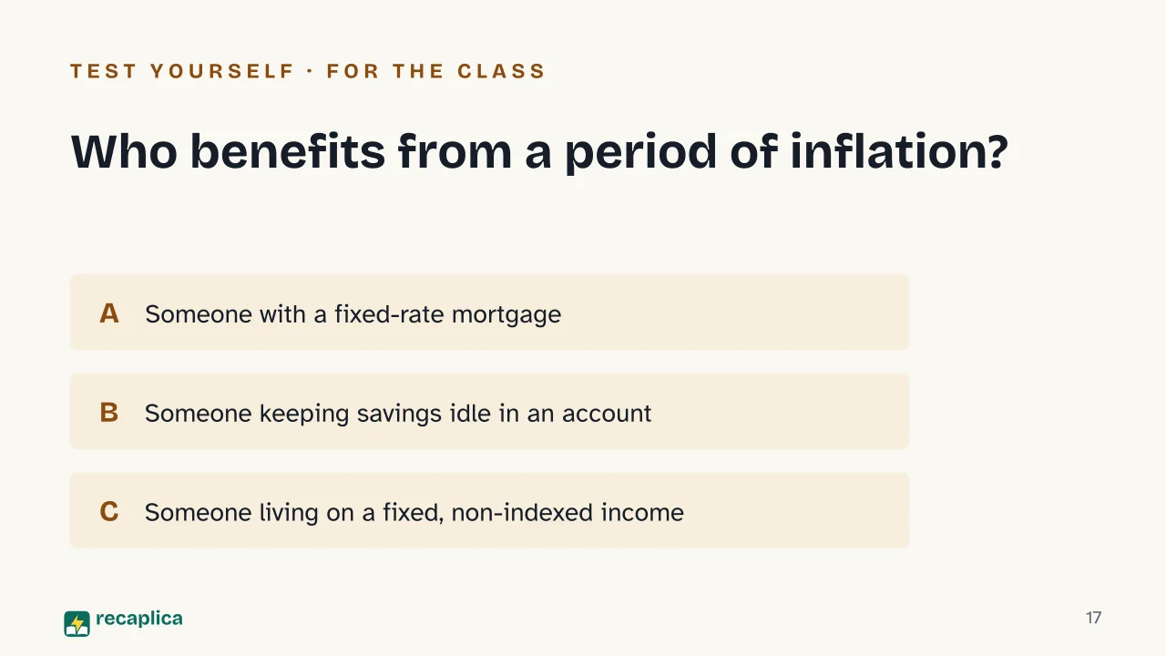Slide 17 of the presentation on Inflation: Who benefits from a period of inflation?
