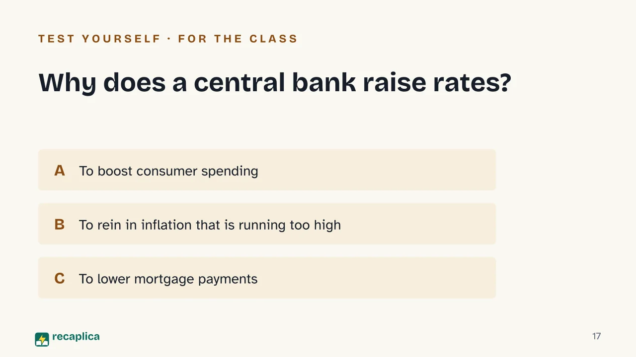 Slide 17 of the presentation on Interest rates: Why does a central bank raise rates?