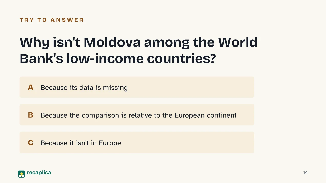 Slide 14 of the presentation on Poorest Countries in the World: Why isn't Moldova among the World Bank's low-income countries?
