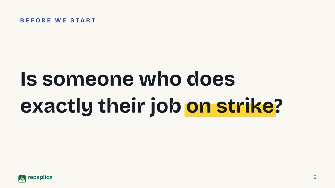 Slide 2 of the presentation on Quiet Quitting: Is someone who does exactly their job on strike?