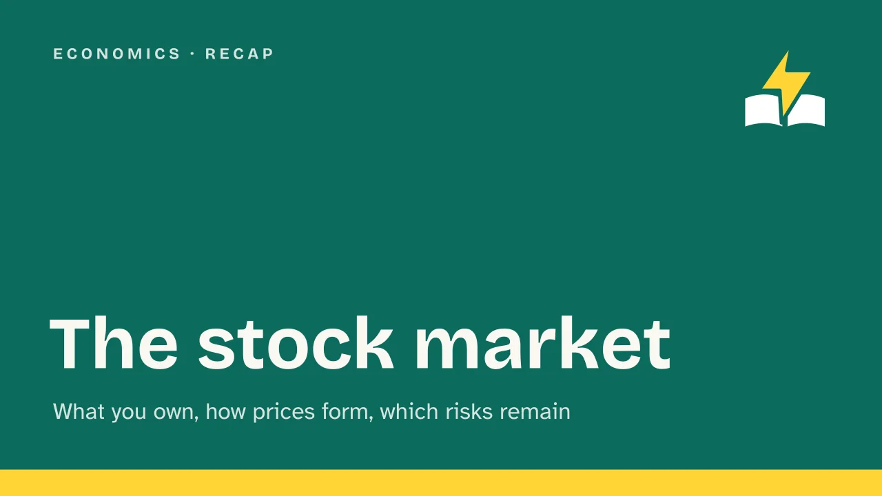 Slide 1 of the presentation on Stocks and the stock market: The stock market