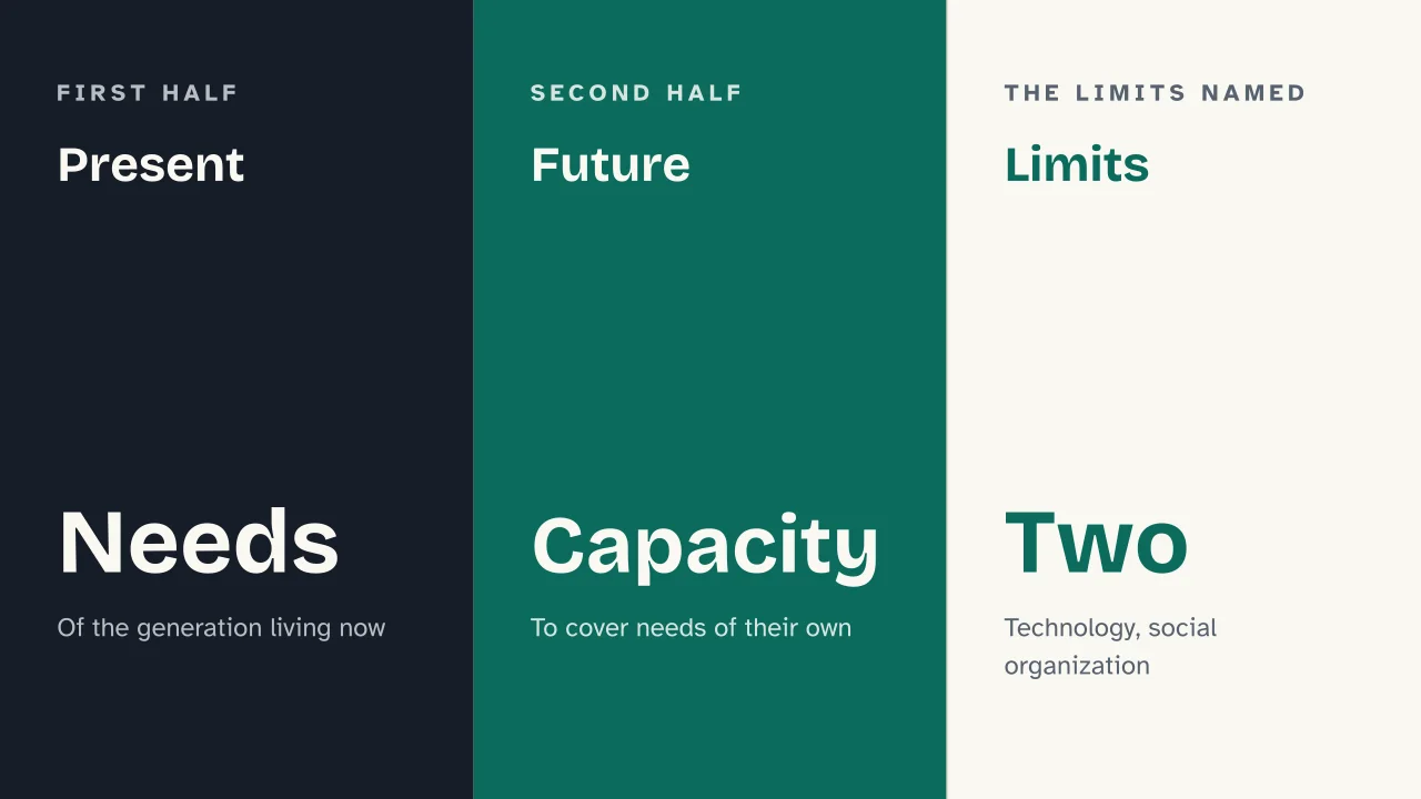 Slide 6 of the presentation on Sustainability: Present · Future · Limits