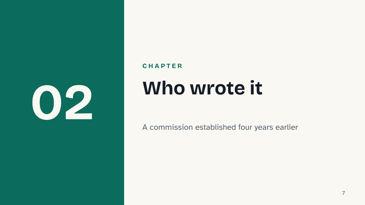 Slide 7 of the presentation on Sustainability: Chapter 02: Who wrote it