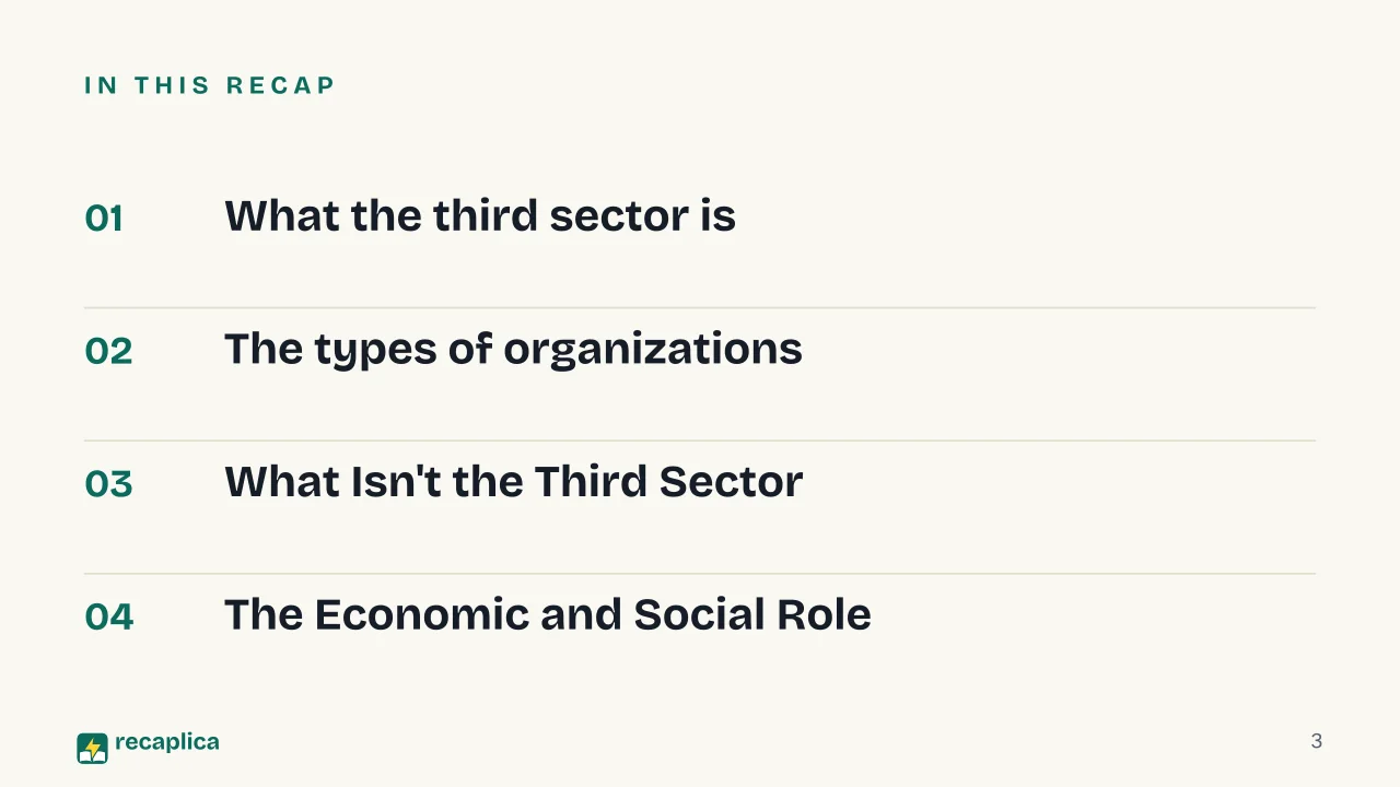 Slide 3 of the presentation on Third Sector: In this Recap