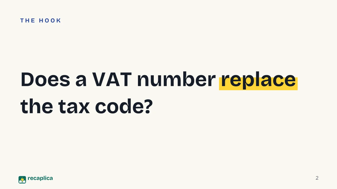Slide 2 of the presentation on VAT Number in Italy: Does a VAT number replace the tax code?
