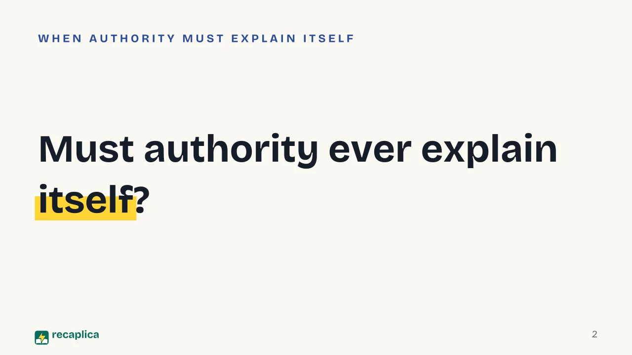 Slide 2 of the presentation on Age of Enlightenment: Must authority ever explain itself?
