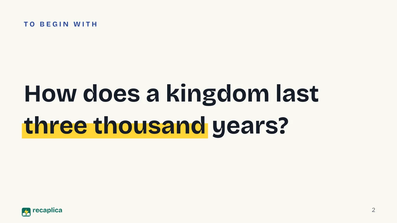 Slide 2 of the presentation on Ancient Egypt Summary: How does a kingdom last three thousand years?