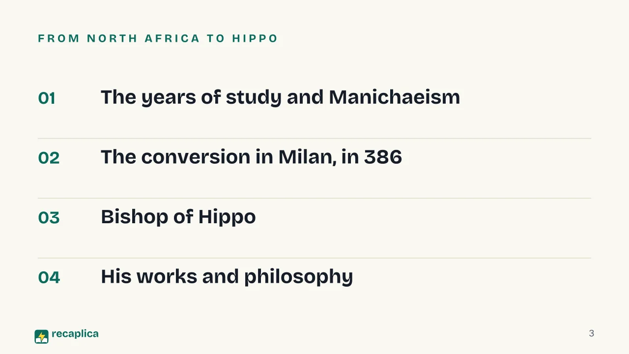 Slide 3 of the presentation on Saint Augustine of Hippo: From North Africa to Hippo