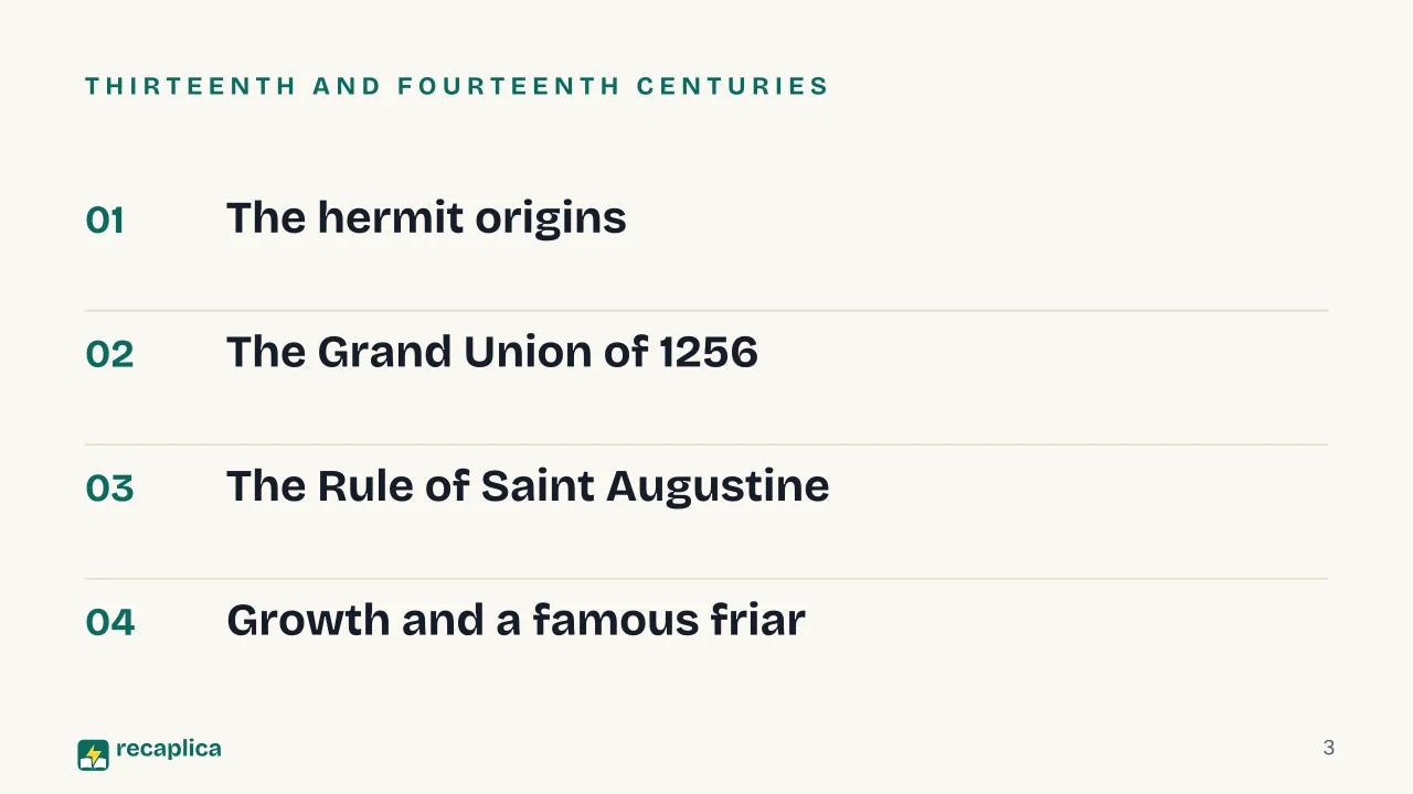 Slide 3 of the presentation on Augustinians: Thirteenth and fourteenth centuries