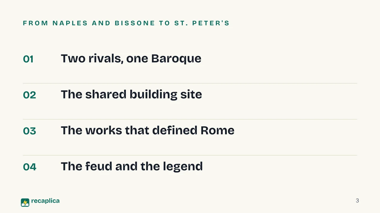 Slide 3 of the presentation on Bernini and Borromini: From Naples and Bissone to St. Peter's