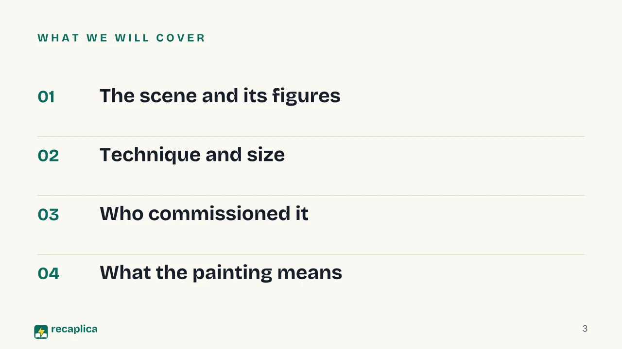 Slide 3 of the presentation on The Birth of Venus by Botticelli: What we will cover