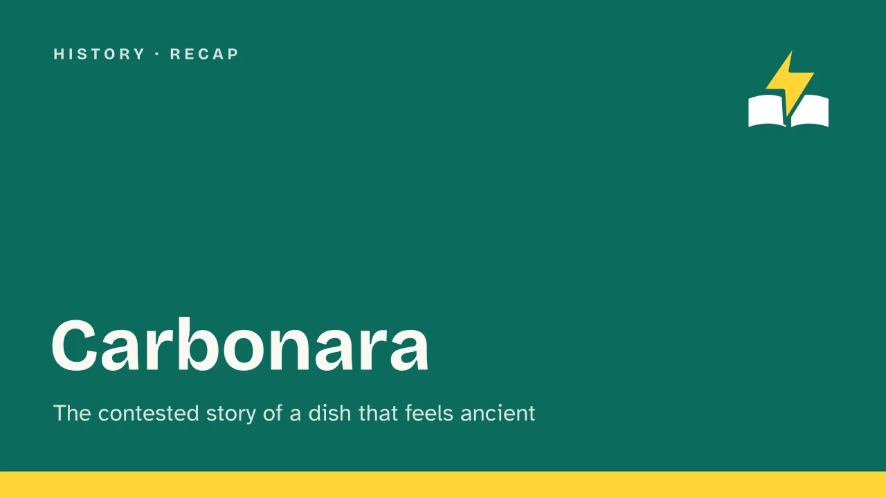 Slide 1 of the presentation on The History of Carbonara: Carbonara