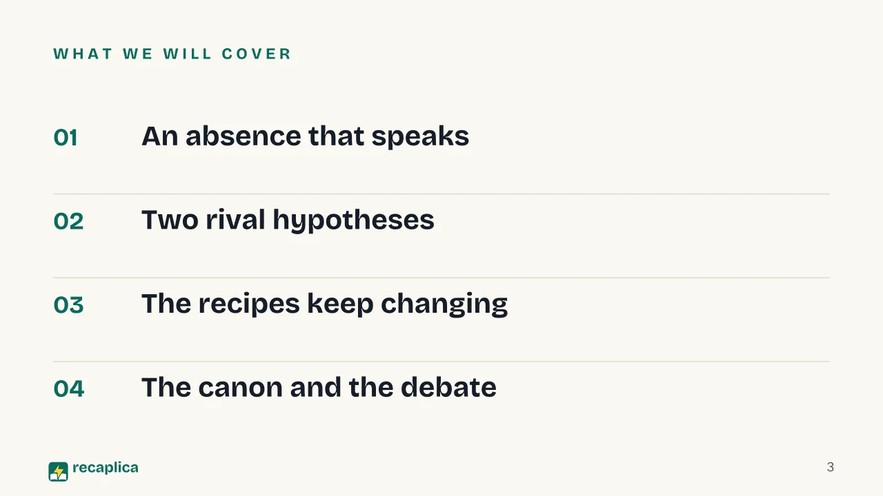 Slide 3 of the presentation on The History of Carbonara: What we will cover