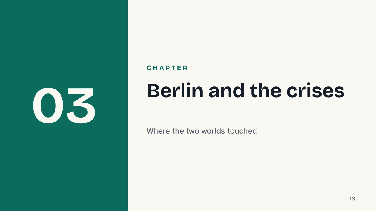 Slide 10 of the presentation on The Cold War: Chapter 03: Berlin and the crises