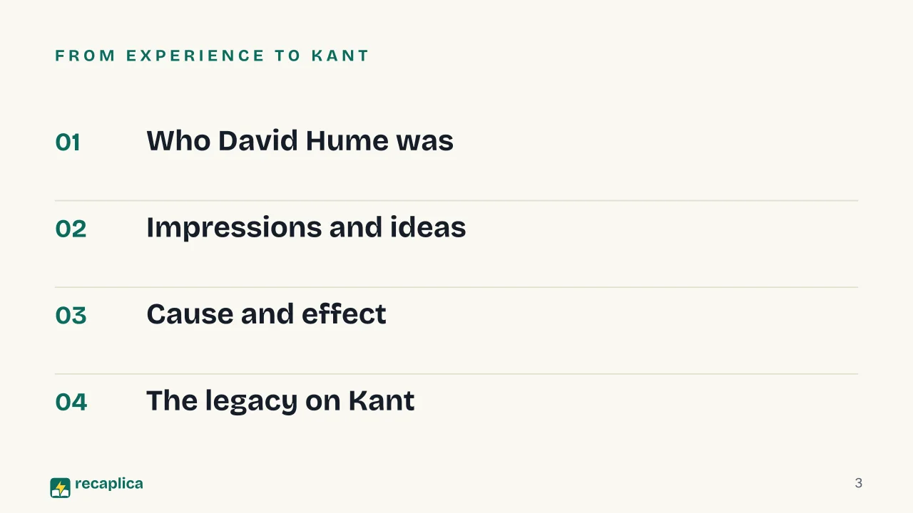 Slide 3 of the presentation on David Hume: From experience to Kant