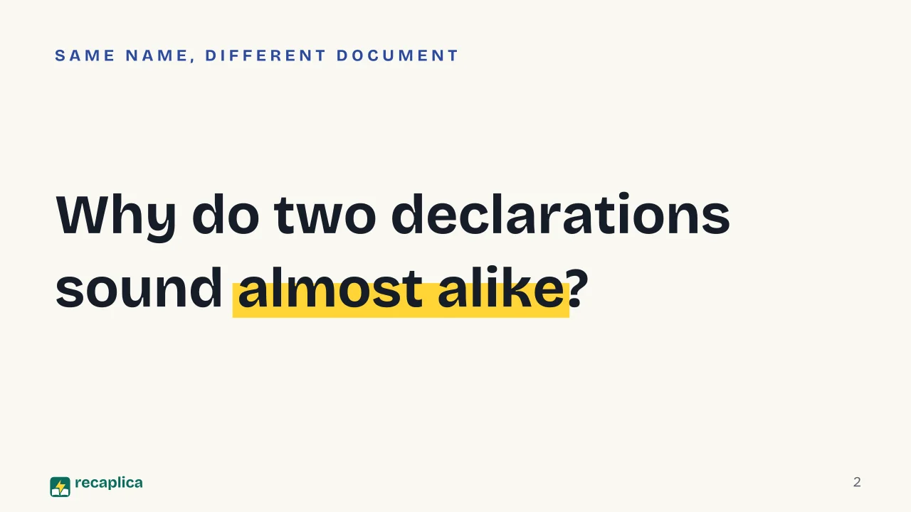 Slide 2 of the presentation on Declaration of the Rights of Man: Why do two declarations sound almost alike?