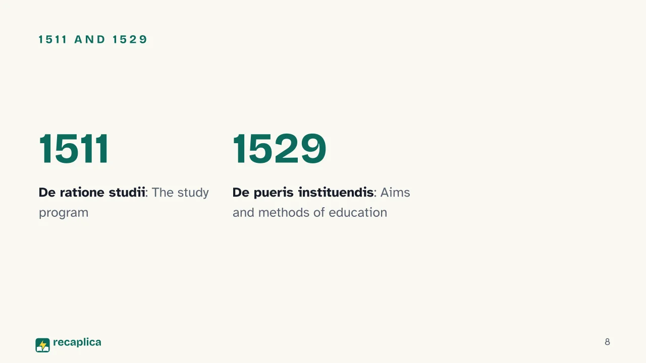 Slide 8 of the presentation on Erasmus of Rotterdam: 1511 and 1529