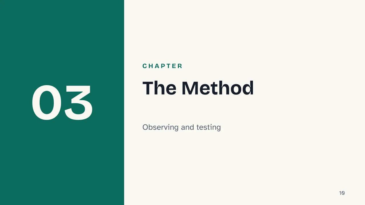 Slide 10 of the presentation on Galileo Galilei: Chapter 03: The Method